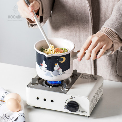 姆明陶瓷小奶锅带手柄宝宝辅食