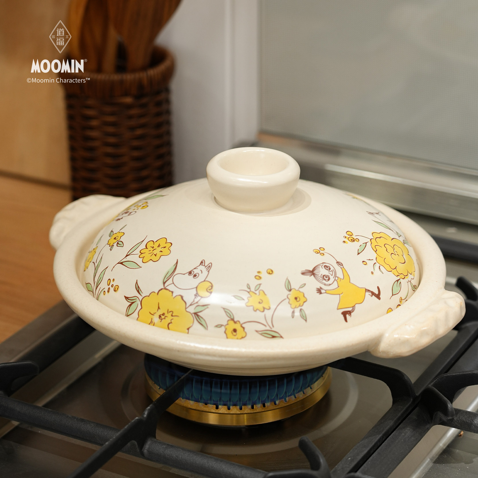 moomin姆明浅口砂锅煲家用粗陶土锅啫啫煲干烧不裂陶瓷煲仔饭干锅