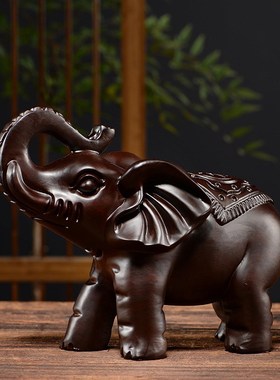 大象花梨木摆件一对木雕实木木头小象客厅雕刻家居装饰木质工艺品