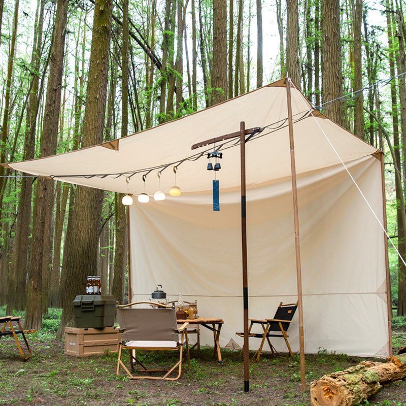 户外超大TC棉布天幕车顶帐篷遮阳棚防晒露营防雨棚天幕杆L型帐篷