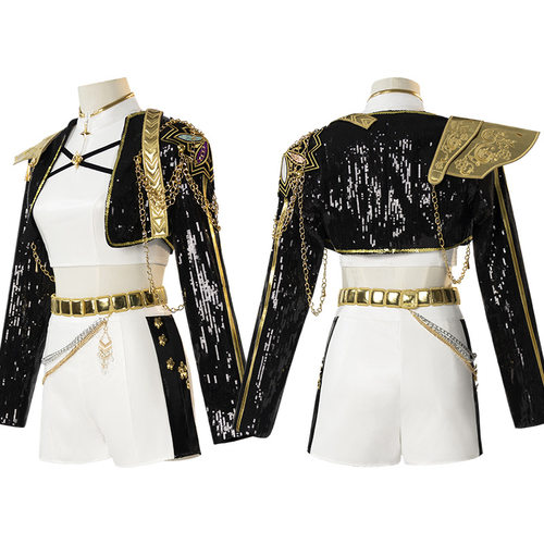 k-pop猎魔女团cos服鲁米米拉佐伊黑金舞台服装打歌服二次元cos服