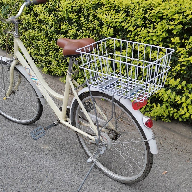 自行车后车筐折叠车后车篮子山地车后筐后置加大学生书包车蓝白色