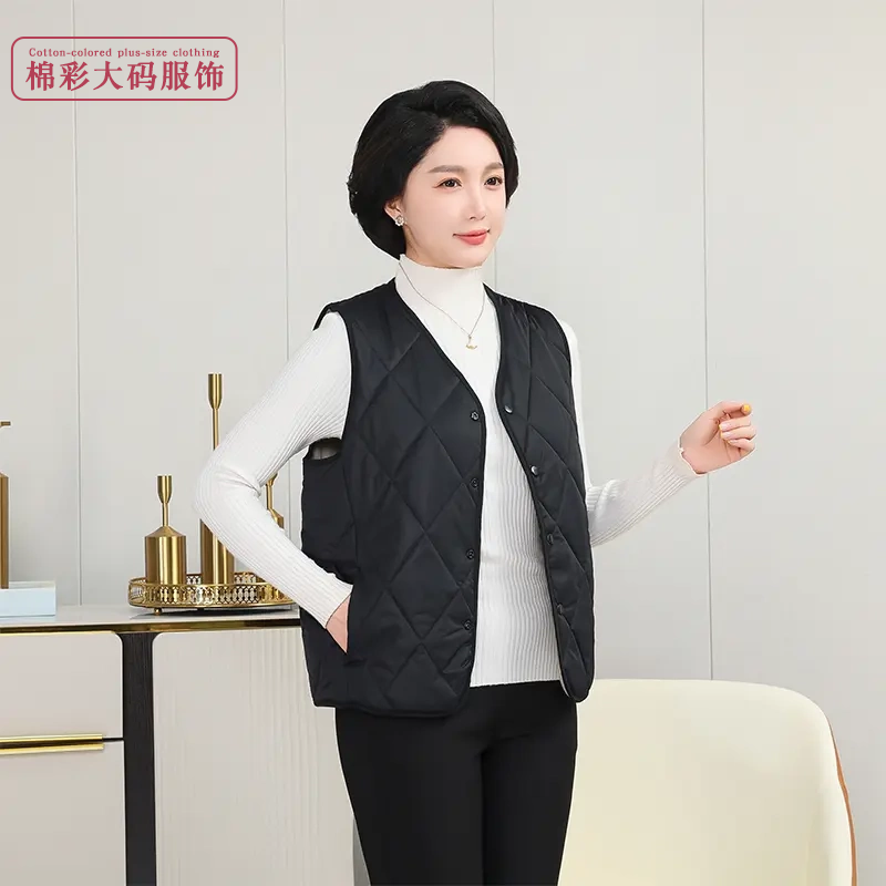 女士羊毛保暖背心加厚马甲宽松大码V领百搭口袋春秋冬妈妈爸爸款,女装/女士精品,中老年女装,淘宝优惠券,粉丝福利购,淘宝优惠卷