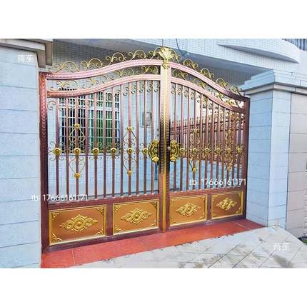 3院04不锈钢庭双门自房开门945农村围墙大门别墅豪华门电动建门X2