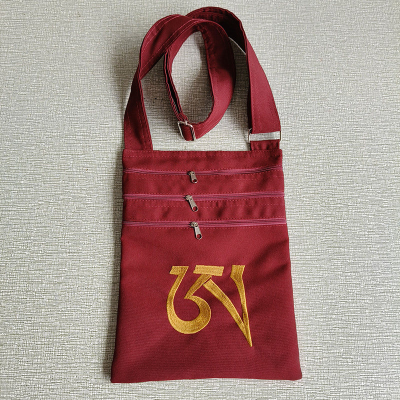 藏式小戒包精品绣花四拉包加厚帆布包居士包民族风休闲旅游中老年
