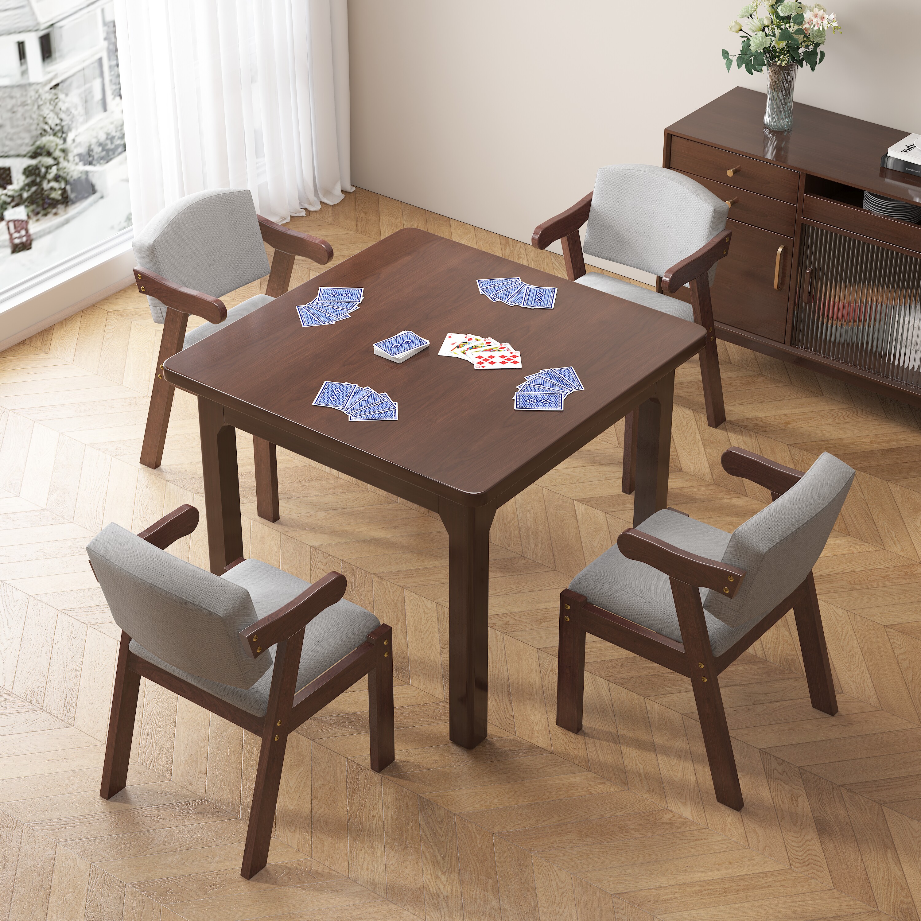 四方桌正方形麻将桌棋牌桌简约方桌子打牌桌八仙桌茶桌掼蛋专用桌