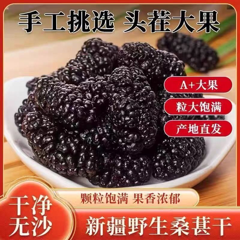 正宗新疆野生特级桑葚干黑桑葚黑桑椹干免洗无沙新鲜果果泡水即食