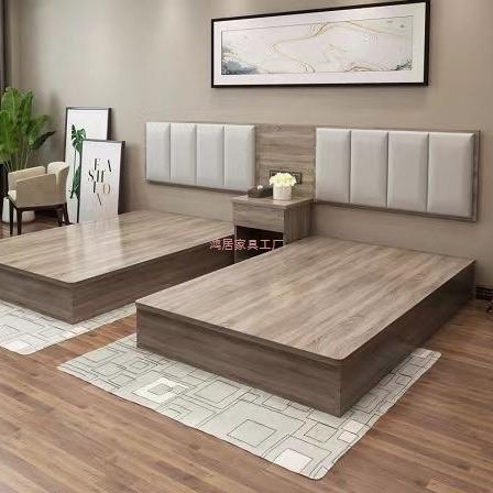 酒店床宾馆家具标间全套客房专用公寓大床单双人民宿快捷旅馆家具