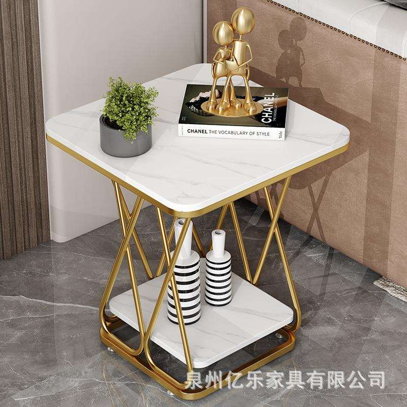 轻奢沙发双层边几岩板角几客厅北欧简约方形小边桌床头边柜小茶几