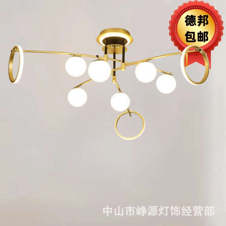 简约时尚黑+金LED灯具个性服装店展厅样板房网红大气客厅卧室灯饰图片