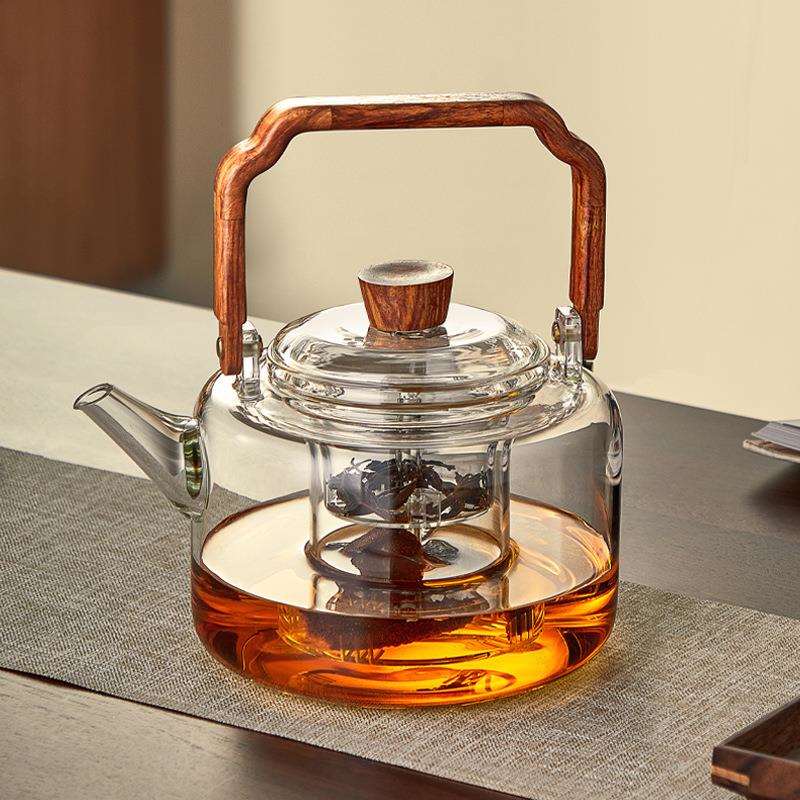 中式玻璃茶壶家用煮茶壶加厚耐高温泡提梁壶茶水分离电陶炉煮茶套