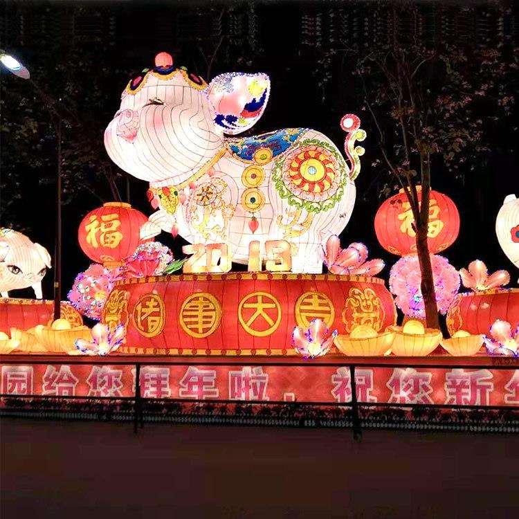 2021春节新款特别设计大型传统花灯会展览牛年彩灯工厂直销