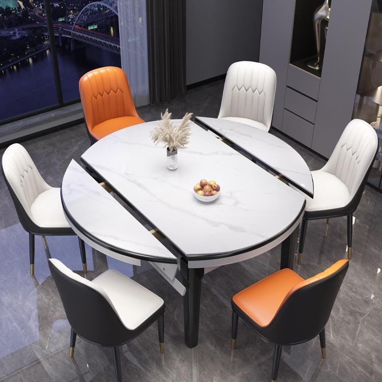 实木岩板餐桌椅组合家用小户型现代简约轻奢伸缩餐桌饭桌可变圆桌