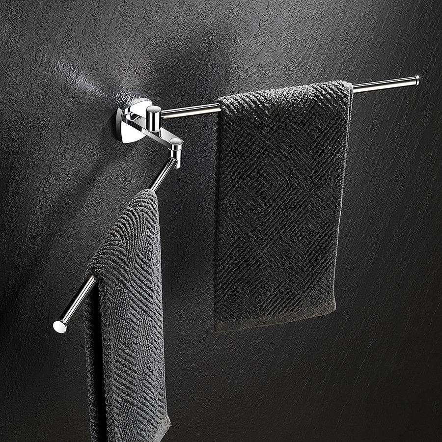 极简浴室活动毛巾杆卫生间轻奢单杆毛巾架壁挂式收纳置物架挂杆