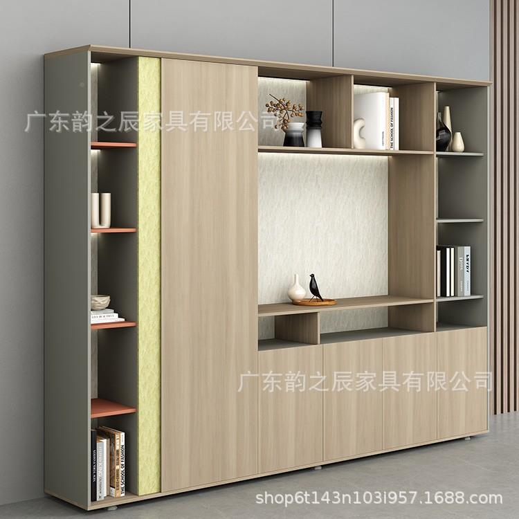 办公室背柜老办公文件柜置物书房展MG-智博示桌柜高档轻板奢靠景