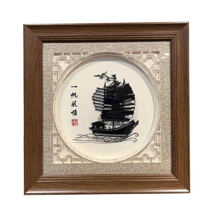 芜铁画迎客马到成功中式摆件手工艺品安徽非遗会商议务纪念松湖品
