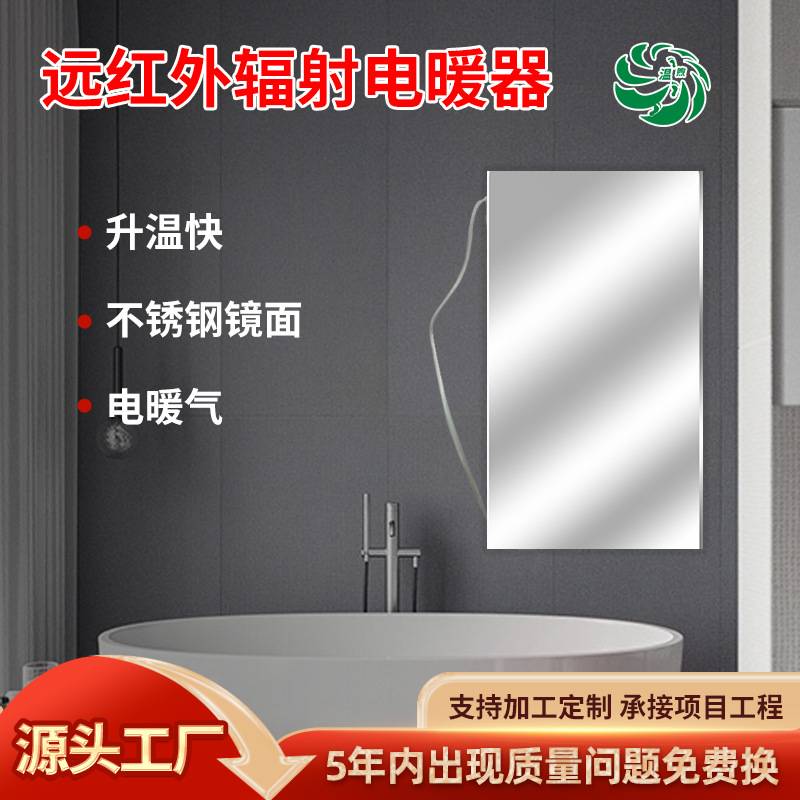温煦防水红外电暖气卫生间浴室专用壁挂镜面款电取暖器煤改电采暖