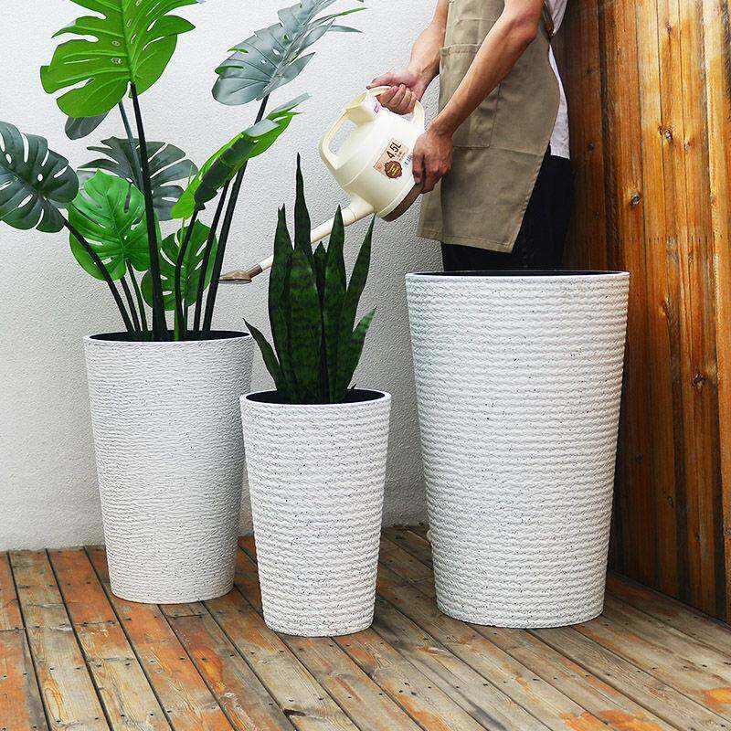 794花盆圆筒柱塑尾料瓶加厚仿陶花瓷散葵龟背竹茉莉兰花室内花盆