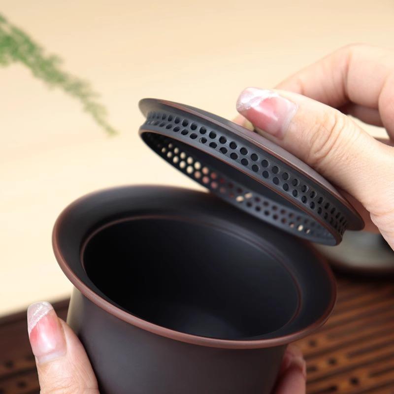 专业手抓盖漏碗广西钦茶州坭陶茶壶纯盖碗壶手工兴全孔自带过滤免