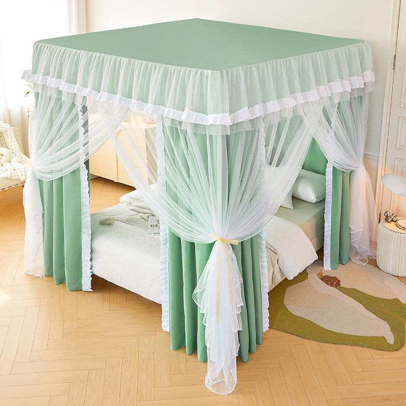 层遮光宫廷蚊帐床幔布一帘挡风封闭体式防尘落地F77695S7家双双人