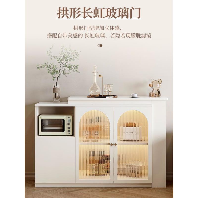 折叠吧家台餐边柜一体用厅岩板隔断柜伸缩小1可客移动户型餐桌