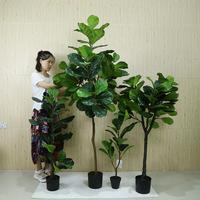 682北歐仿綠真琴葉榕盆盆栽植室物家具內(nèi)裝飾擺件植大景假花