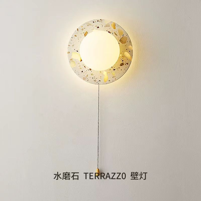 新款法式奶油风透光石LED壁灯创意卧室床头壁灯楼梯间走廊阳台灯