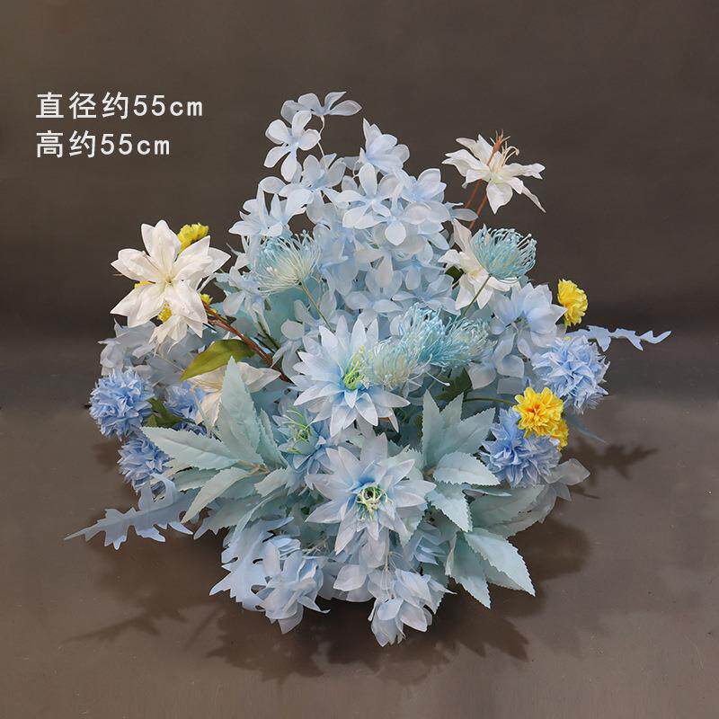 婚TELP庆路引花色系盆花舞台蓝台背景迎宾花艺婚礼堂花点宴会厅