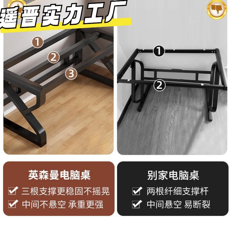 电脑桌台卧室式家用书桌学生电学习桌小户约型简钢化玻无品牌/璃