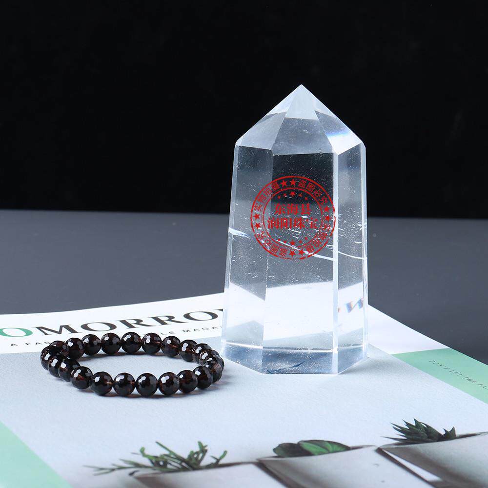 大尺OXL寸熔炼水晶柱白六磁能量六棱柱摆件风水角柱装饰消品
