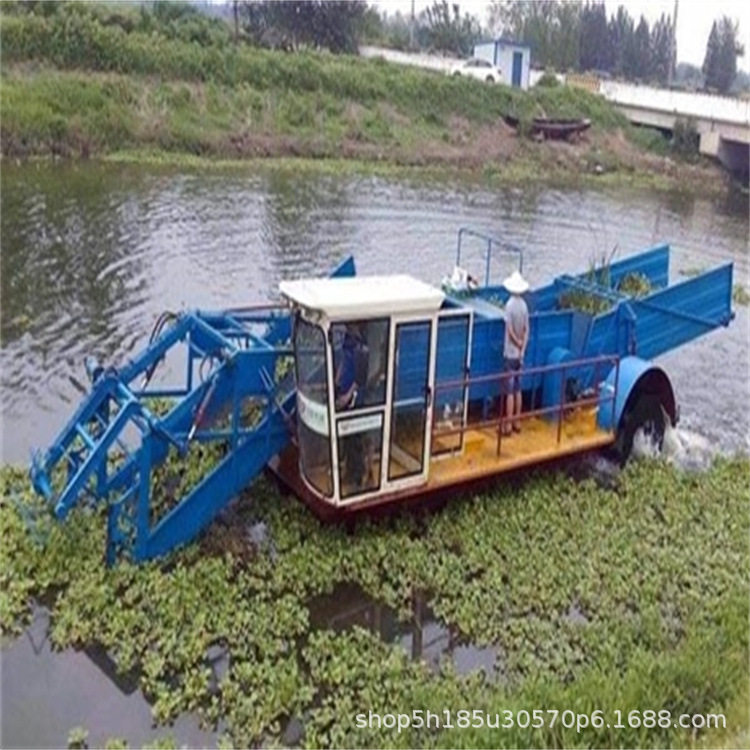 山东智能割草打捞船河道水草清理船机全自动割草船厂家发货割草船