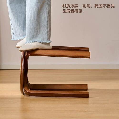 新款藤实木圆凳凳厚简餐约木凳子家TWP用客厅餐桌木头叠放编木板