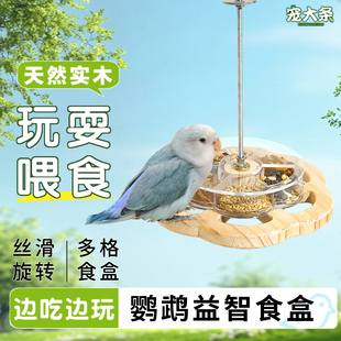 寵大條鸚鵡喂食器旋轉覓食玩具益智解悶訓練喂食器互動玩耍喂食盒