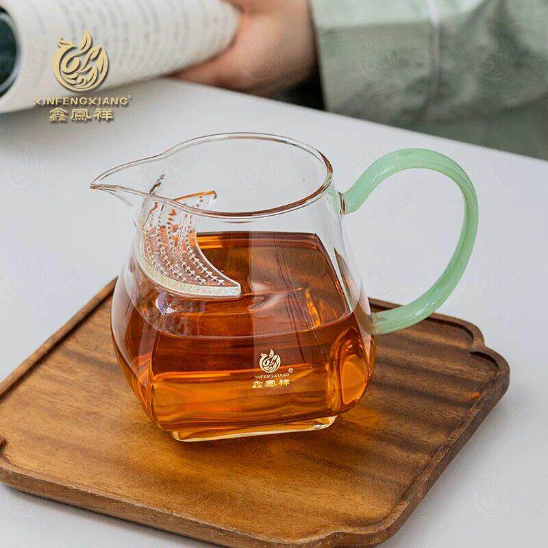 大容量月牙玻璃公道杯带茶漏一体大号加厚耐高温四方公杯分茶器