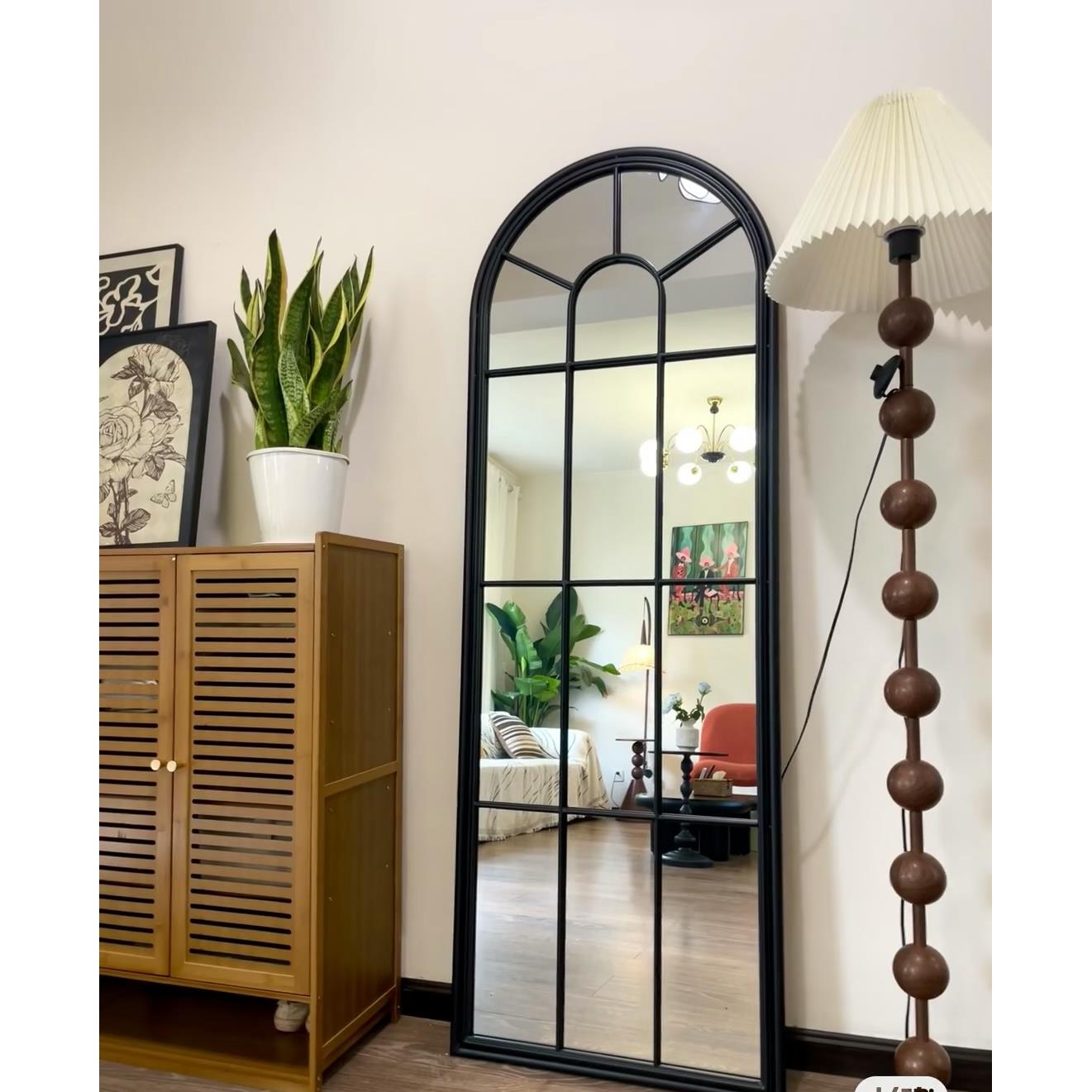 法式覆古铁质壁挂式装饰镜子入口壁挂式宾客餐厅镜子假窗落地式全