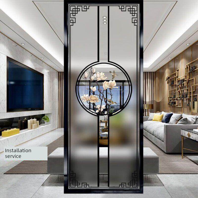 定制艺术玻璃屏风隔断现代简约客厅卧室入户遮挡家用玄关钢化装饰