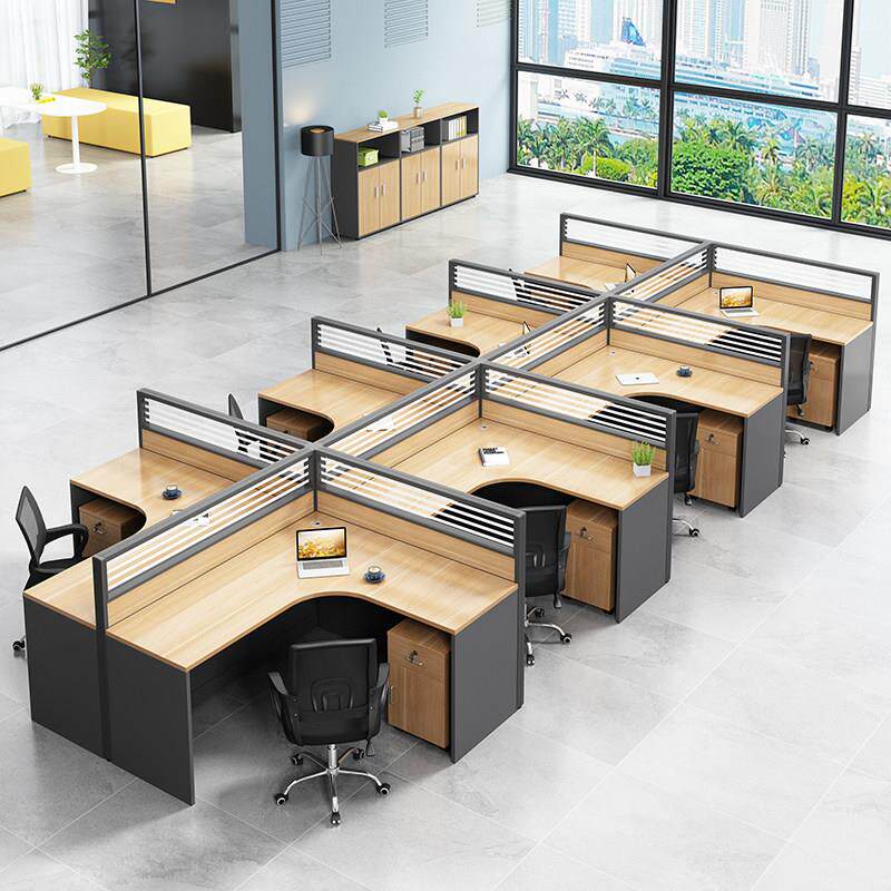 职员办公桌椅组合2/4/6人位屏风工位隔断转角卡座电脑桌单双人位