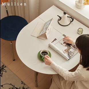 包豪斯可折叠收纳靠墙岩板餐桌椅组合吃饭桌子实木家用岛台小桌台