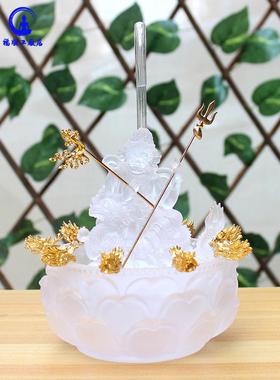 五路财神黄财神爷佛像招财供奉神像自动水供循环流水白黑琉璃摆件