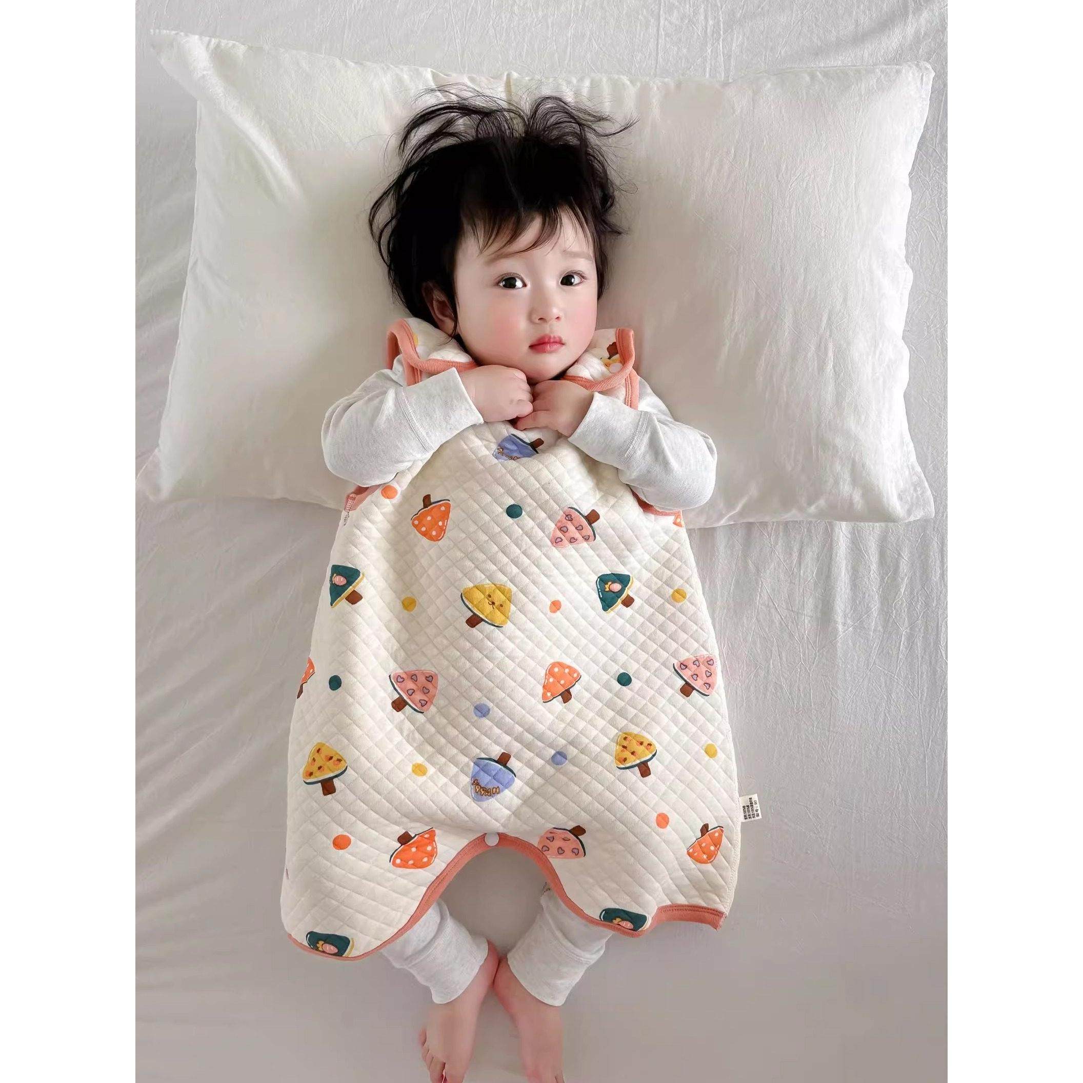 2025新款宝宝背心式睡袋防踢被四季通用无骨夹棉保暖睡袍男童女童