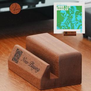 花椒工作室 实木黑胶唱片展示架装饰摆饰now playing桌面陈列架LP