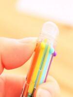 Multi-color ballpoint pen press type, color press six-color pen, cartoon creative oil pen, cute girls, multi-functional press type thumbnail 6
