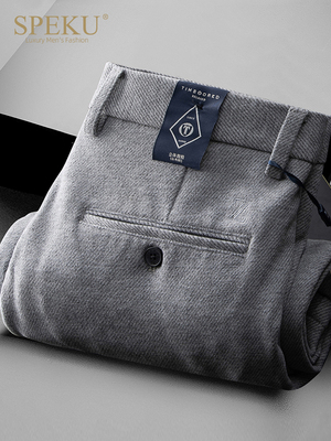 高级感羊毛休闲裤男士秋冬季宽松直筒商务西裤保暖免烫毛呢男裤子