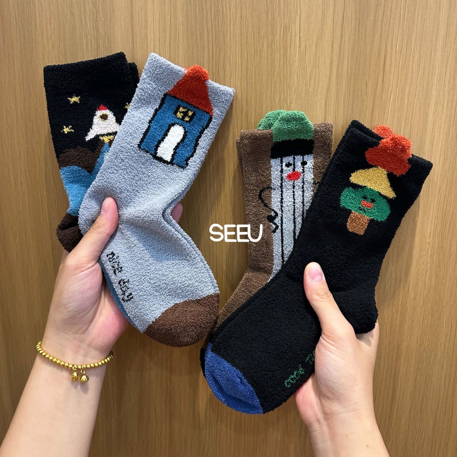 儿童袜子冬季加厚加绒中筒袜