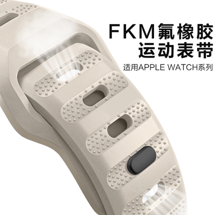 适用AppleWatch Ultra2氟橡胶新款S10苹果手表S9表带iwatch男女高级感S8运动防水春夏S7橙色SE腕带49/46/45mm