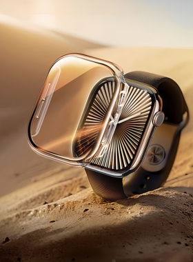ERFG适用AppleWatch保护壳s11苹果S10手表壳iwatch全包壳膜一体s9保护套Ultra高清防爆s87钢化膜防尘46mm配件