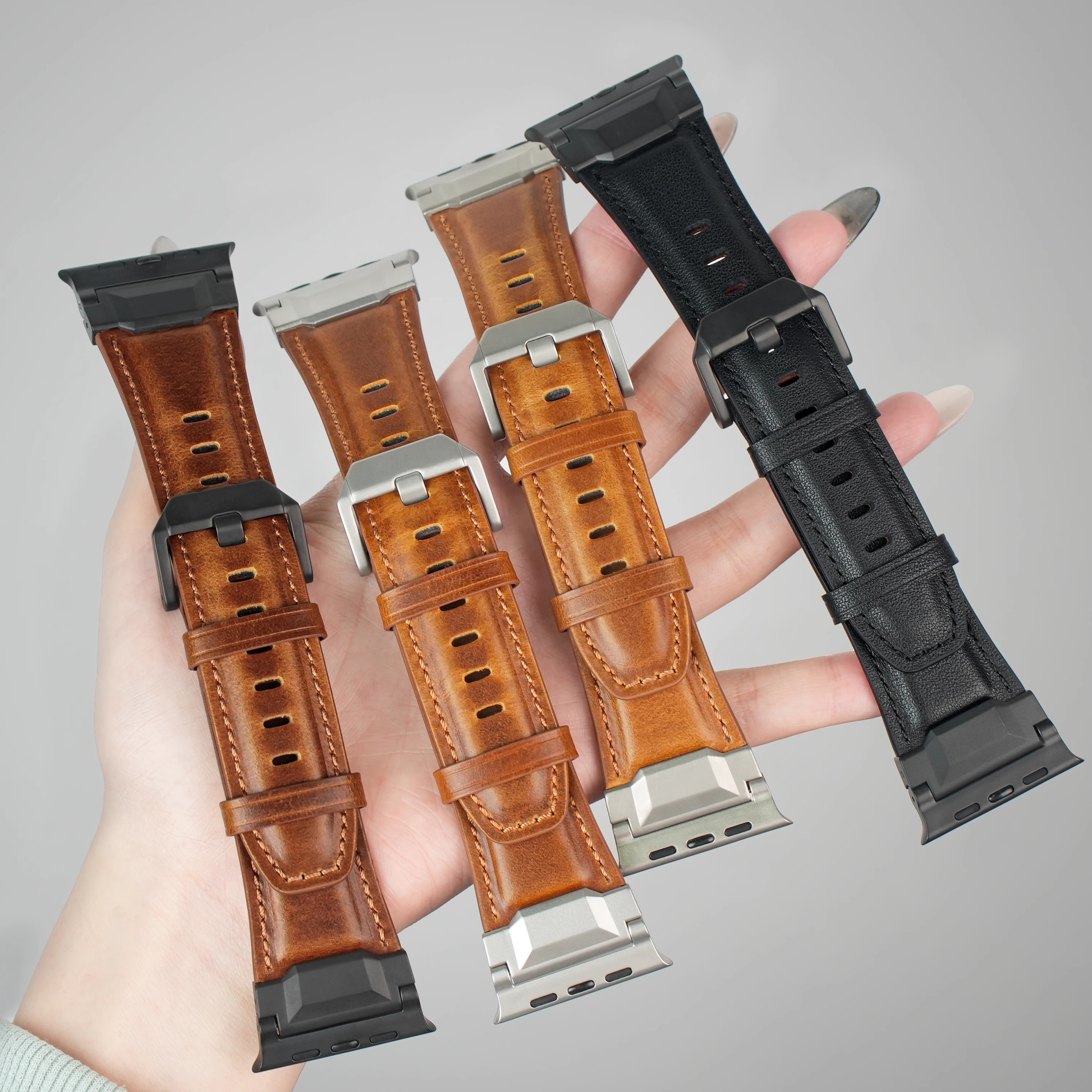 ERFG头层小牛皮真皮复古做旧表带