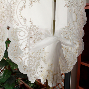 欧式波状扇形魔术贴免打孔罗马飘窗帘半帘阳台厨房门帘隔断帘