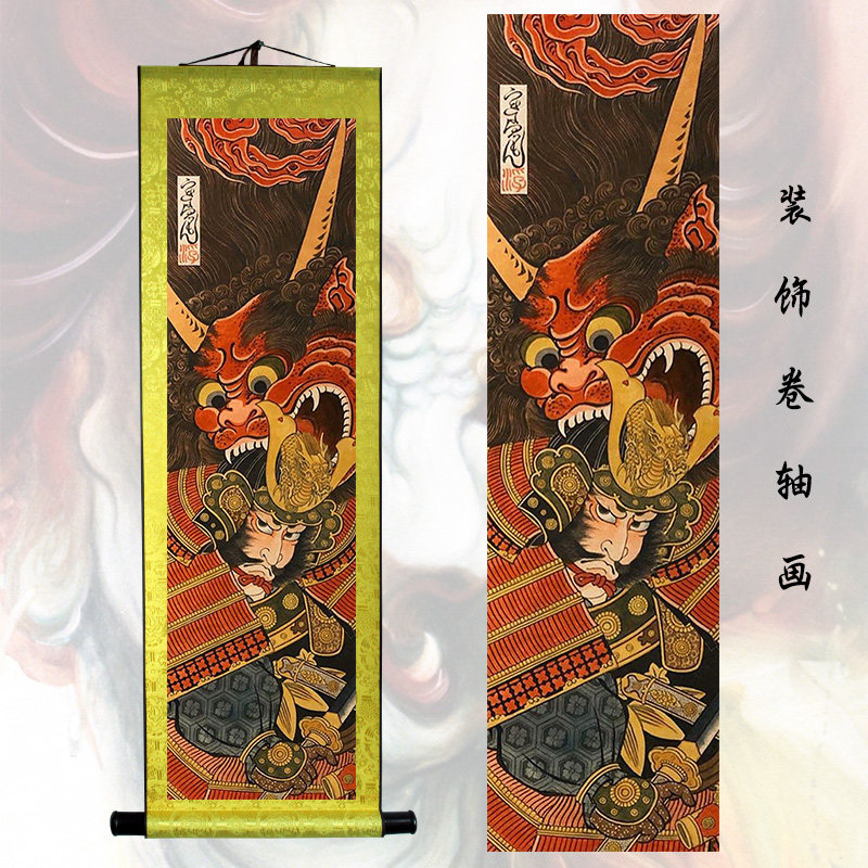人物装饰画卷轴挂画日式老传统纹身店背景墙壁画客厅墙画包邮挂件
