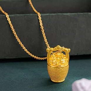 新款一桶百财吊坠元宝项炼女越南沙金彷真黄金不掉色结婚三金配饰